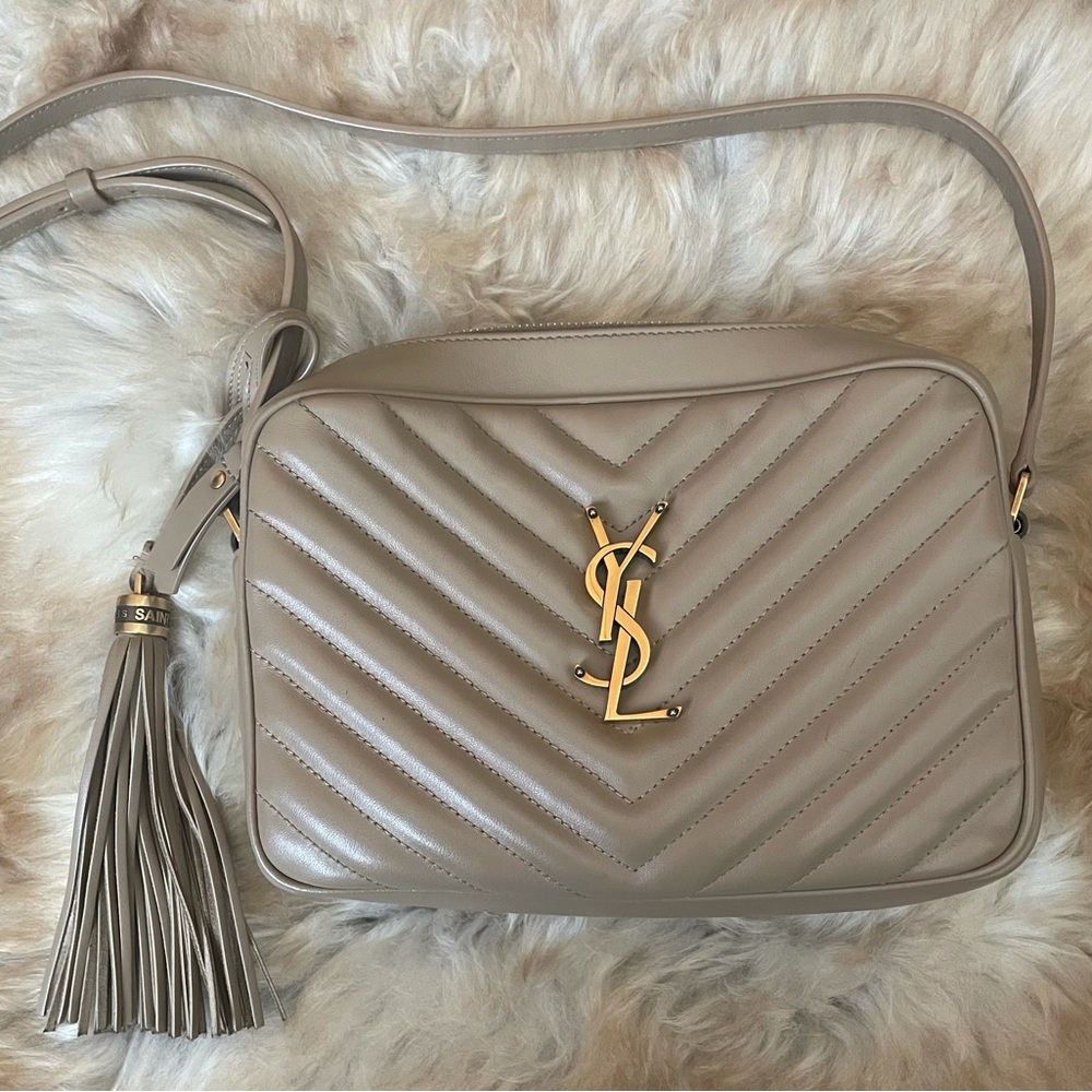 Used YSL tan camera bag